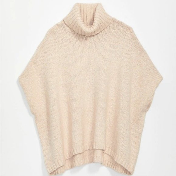 LOFT Sweaters - Loft Shimmer Poncho Sweater in Plush Cream